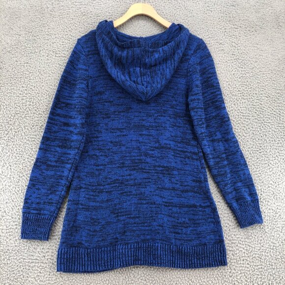 D & Co Sweater Womens XXS Blue Marled Cardigan Full Zip Hooded Pockets Lounge - Picture 4 of 10